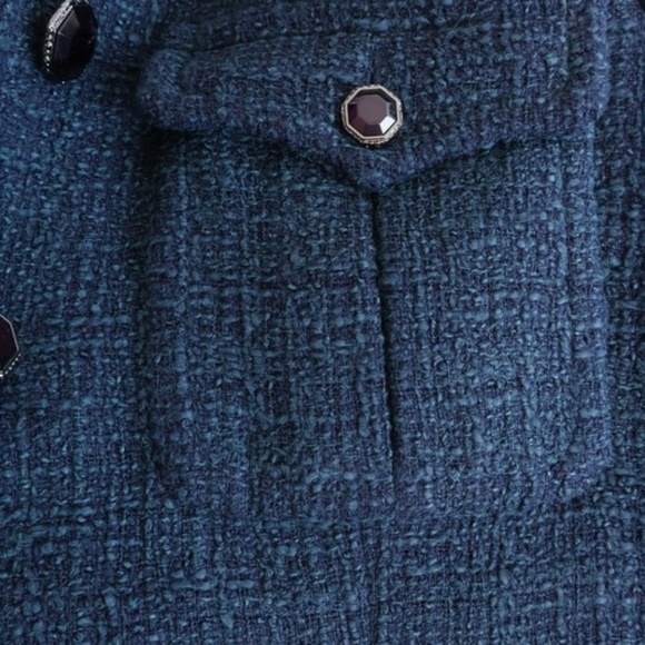 Chanel Tweed Jacket Navy Cotton-Blend - Picture 7 of 8